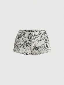 ROMWE Y2K Shorts vaqueros de tiro ultra bajo con estampado animal sexy para mujer, estilo vaquero y de festival de música - Blanco - Ver 1