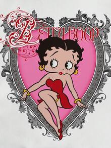 Betty Boop x SHEIN Áo thun nữ dáng ngắn ôm sát, in hình hoạt hình, thích hợp mặc mùa hè. - trắng - Xem 3