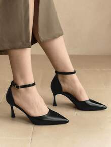 Fall/Winter 2025 Inch Pointed Toe Thick High Heel Casual Fashion Ladies Pumps, Elegant - Black - View 4