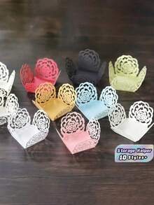 20PCS Lace Paper Candy Box - Elegant Dessert Cups With Magnetic Flap Closure For Wedding Party Favors, Mother's Day Gifts & Baking Tools Storage - Multicolor - View 1