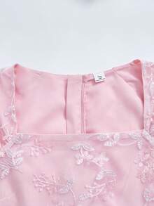 Đầm ren cổ vuông tay ngắn dành cho tuổi teen, kiểu dáng thanh lịch, thích hợp cho đám cưới, tiệc tùng, họp mặt. - Hồng - Xem 6