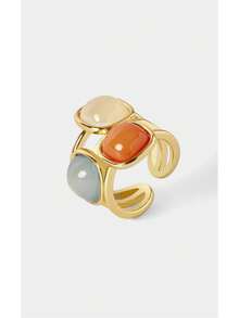 Noxbound 18K Gold-Plated Geometric Square Three-Color Personalized Ring,18K Gold-Plated,Minimalist/Vintage/Elegant,For Mom/Women/Girl/Mother,Summer/Beach/Prom/Part/Vacation/Travel,BOHEMIAN/Modern/Chic,Daily Wear/Work Day - Multicolor - View 8