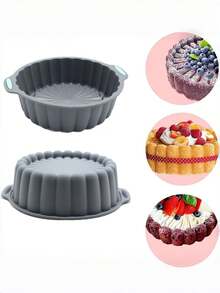SHEIN 1pc/3pcs Silicone Small Cake Mold, Toast Bread Baking Pan, Baking Mold For Macarons, Pound Cakes, Cookies - Dual-Ear Round/Rectangular/Square Cake Mold Toast Baking Set, Home DIY Cake Baking Mold Bread Mold - Multicolor - View 2