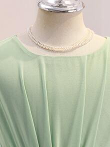 Girls' Sage Green Elegant Sleeveless Formal Flower Girl Dress, Everyday Wear Wedding Summer - Green - View 7