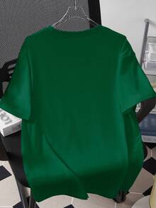 Manfinity Hypemode T-shirt à manches courtes pour homme, col rond, couleur unie, polyvalent, pour un port quotidien décontracté - Vert sapin - Voir 2