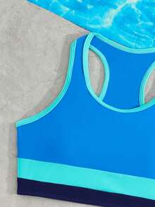 SHEIN Teen GirlContrast Color Bikini Set - Blue - View 5