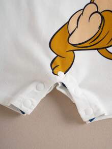 TOM & JERRY X SHEIN 2件套女婴休闲卡通印花圆领短袖连体衣 - 白色 - 查看 7