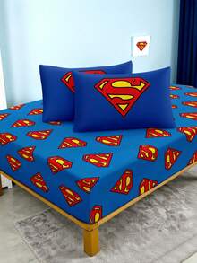 SUPERMAN X SHEIN 1Pc Blue Supe Rman Printed Mattress, Soft And Warm, Comfortable And Breathable, Multiple Sizes, Suitable For Single Bed/Double Bed/Queen Bed/King Bed, Machine Washable - Royal Blue - View 4
