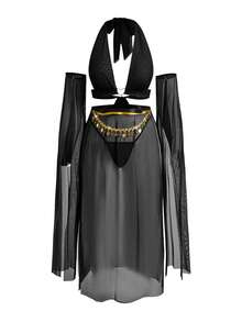 Fantasy Costume Fantasy Costume 4件套加大码性感薄纱内衣套装 - 黑色 - 查看 3