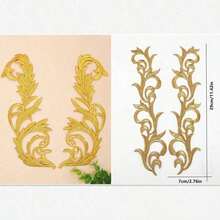 2/4PCs Golden Hollow Embroidered Cloth Patch With Adhesive, Used For Clothing Accessories, Simple Atmosphere - multicolor - View 16