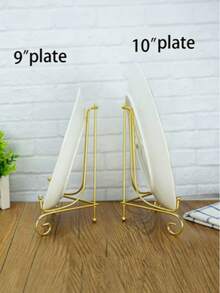1pc Gold Iron Display Stand, Gold Iron Easel Plate Display Photo Holder Stand, Displays Picture Frames, Cookbooks, Decorative Plates, Tablets And Art - Gold - View 9