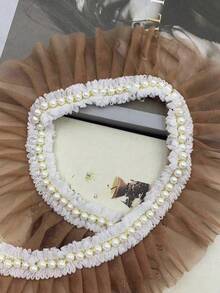 1 pieza Cuello de cinta de satén decorado con volantes y perlas falsas - Multicolor - Ver 12