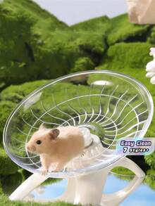 1pc Ultra-Silent Hamster Exercise Wheel - 7 Inch Flying Saucer Running Wheel For Dwarf Hamsters, Gerbils & Mice Noiseless Plastic Spinner With Anti-Slip Surface Easy-Clean Cage Accessories For Night Activity Escape-Proof Open Design Pet Running Disk - Multicolor - View 1