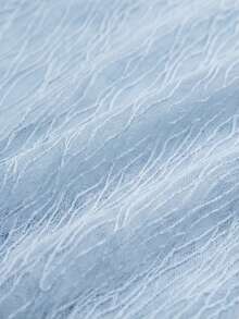 SHEIN Glamour 女士薄纱蕾丝衬衫，V领长袖雪纺衬衫，杏色雪纺喇叭袖长袖女式衬衫 - 淺藍色 - 查看 7