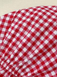 Sunnyshic Bộ jumpsuit cotton kẻ caro đỏ trắng, không dây vai, buộc dây phía trước, hở lưng, thanh lịch cho kỳ nghỉ xuân/hè, đi biển, đi làm, mua sắm, hẹn hò, mặc hàng ngày. - Đỏ và trắng - Xem 8