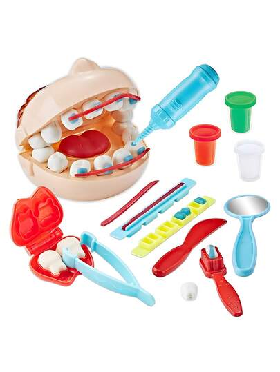 MINKOJA MINKOJA 1 Dentist Clay Set, Children's Dental Tool Set With Drilling And Filling Tools, Doctor-Themed DIY Creative Toy Set, Suitable For Boys And Girls Aged 3 And Above, Includes Dentist Molds, Model Accessories, Three Cans Of Colored Clay, Clay, Play-Dough, Party Game Activities, Arts And Crafts Gift, Birthday Party Gift, Holiday Gift,Easter.