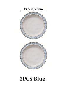 1pc/2pcs Ceramic Floral Edge Bone China Plate, French Vintage Style Dessert Plate, Fruit Plate, Cake Plate, Home Dining Tableware - Multicolor - View 11