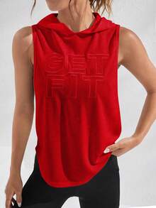 Easithlete Women's Casual Hooded Sleeveless Sweatshirt For Sports & Daily Wear - Red - View 4