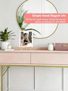 1pc Gold Iron Display Stand, Gold Iron Easel Plate Display Photo Holder Stand, Displays Picture Frames, Cookbooks, Decorative Plates, Tablets And Art - Gold - View 6