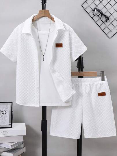 Bộ 2 món cho bé trai tuổi teen, kiểu dáng thường ngày, đa năng, thoải mái, gồm áo polo cổ bẻ tay ngắn dáng rộng và quần short, thích hợp đi học, dã ngoại, đi biển, dự tiệc sinh nhật vào các mùa xuân, hè, thu, đông.