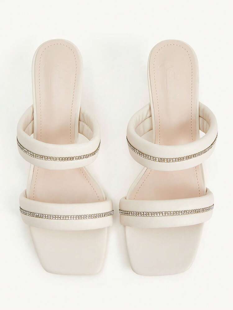 CUCCOO CHICEST Ladies Spring Summer Beige Fashion Home Leisure Office Commuter Ring Brick Set With High Heel Sandals