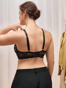 Bralution Plus Size Women Colorblock Lace Bow Decor Fashionable Wireless Lingerie Bras - Multicolor - View 7