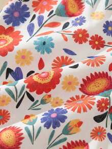 SHEIN Vestido de tirantes de tela tejida con estampado floral para niña, adecuado para uso diario en verano, salidas, viajes, vacaciones y fiestas - Multicolor - Ver 9