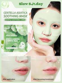 Slow Sunday Centella Asiatica Soothing Mask, With Centella Asiatica Extract & Soluble Collagen, Instantly Soothes & Refreshes Sun-Exposed Skin, Soothing & Calming, Deep Moisturizing, Improves Elasticity, Smooths Skin, Vegan Formula, Korean Collagen Mask, Jelly Face Mask, Ideal For All Skin Types, Suitable For Summer - Centella asiatica - Xem 1