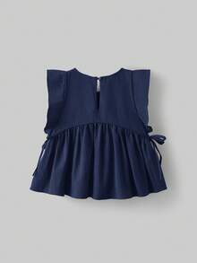 Maija Kids Maija Kids Blus Anak Perempuan Berkerah Bulat Lengan Pendek - Navy Blue - View 2