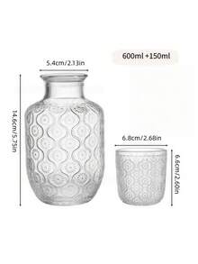 Haus Hana 1Set Embossed Glass Pitcher And Cup Set, Clear Glass With Vintage Diamond Pattern, Holds Water, Juice And Spirits, Multi-Use Drink Serving Kit, For Home Bar, Dining Table & Daily Use, Holiday Gift & Tabletop Decor Supply - View 18