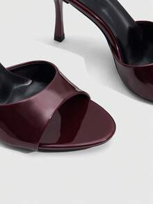 CUCCOO SZL Women's Spring And Summer New Burgundy One-Piece Open Toe High-Heeled Sandals Simple, Fashionable, Sexy And Comfortable Versatile Commuter Women's Sandals Open Toe Sandals Slippers - Burgundy 225B - View 5