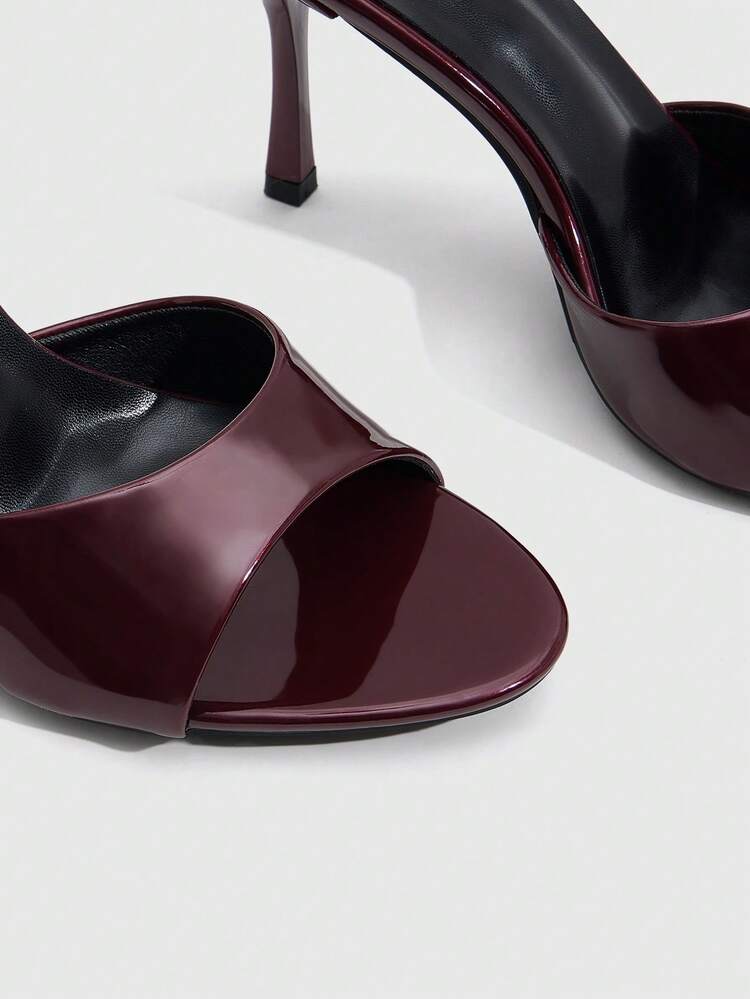 CUCCOO SZL Women's Spring And Summer New Burgundy One-Piece Fish Mouth High-Heeled Sandals Simple, Fashionable, Sexy And Comfortable Versatile Commuter Women's Sandals Fish Mouth Sandals Slippers