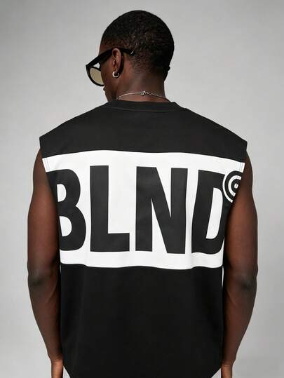 STYNVO Men Tank Tops Men's Sleeveless Tee Letter Print Tank Top Oversized Muscle Shirt Streetwear Vest Black And White Graphic Logo Summer Fashion Casual Sleeveless Top Hip Hop Style Bold Statement Shirt
