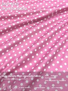 SHEIN Unity 女士波点短袖上衣和喇叭裤休闲运动套装 - 彩色 - 查看 6