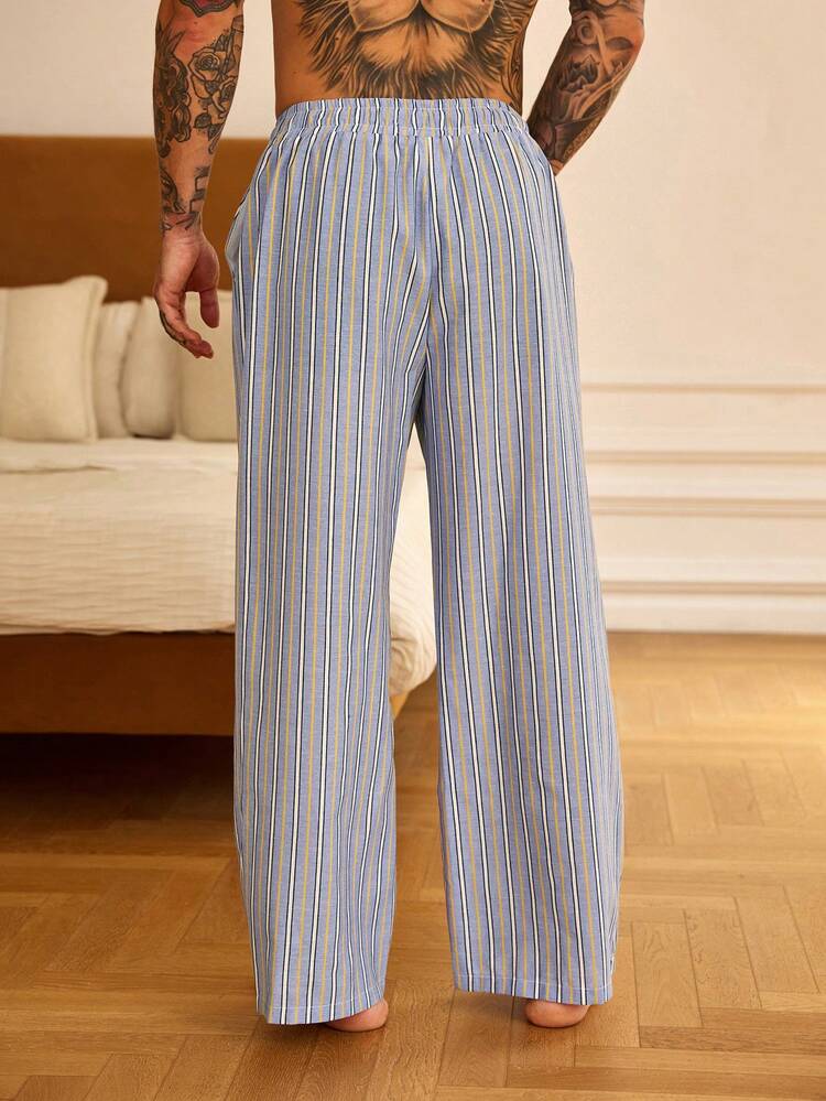 Elastic Waist Loose Fit Pajama Pants For Men, Multiple Colors