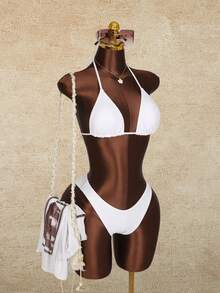 Vaytide Bộ bikini lưới xuyên thấu in họa tiết môi trừu tượng mùa xuân/hè mới, bộ đồ bơi 3 mảnh gợi cảm cho kỳ nghỉ biển. - Nhiều màu - Xem 9