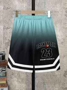 2pcs/Set Boys' Basketball 23 Gradient Tie-Dye Print Short Sleeve Round Neck T-Shirt And Shorts Set, Sports Casual For Spring/Summer - Multicolor - View 3