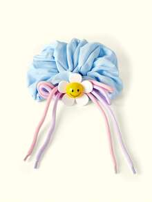 Popjeli Cartoon Sunflower Blue Large Intestine Hair Band,Y2K/Cute/Colorful/Chic,DIY,PINK,Summer/Beach/Prom/Part/Vacation/Travel,For Mom/Women/Girl/Mother,Heart,Floral - Blue - View 2