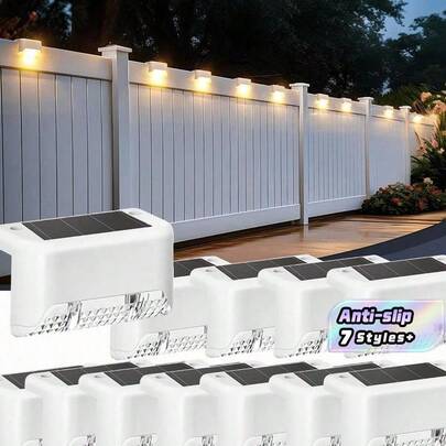 16PCS Fence Lights Solar Powered, Outdoor Waterproof Tiny Led Step Lights In White Used Outside For Deck, Stairs, Patio Fence, Garden