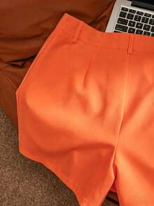 Airaco Quần short ống rộng màu trắng cho nữ, quần short cạp cao ôm dáng, thích hợp mặc mùa hè. - Màu da cam Russet - Xem 2