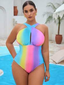 Swim Vcay 2 bộ đồ bơi liền thân thời trang nhiều màu cỡ lớn cho nữ kèm váy che chắn trang phục đi biển ngày lễ - Nhiều màu - Xem 7