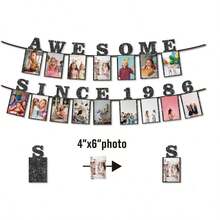 一套“Awesome Since 1996/1986”DIY字母串相框闪光横幅，黑色30/40岁生日相框横幅，30/40岁生日装饰，复古30/40岁生日派对男女通用，单身纪念日礼物 - 多色 - 查看 4