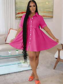 EMERY ROSE Blusa holgada de una sola hilera para mujer de talla grande, camisa suelta para vacaciones - Multicolor - Ver 4