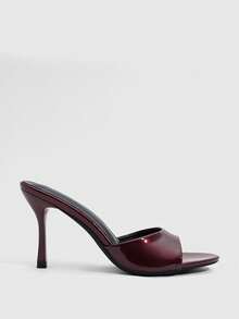 CUCCOO SZL Women's Spring And Summer New Burgundy One-Piece Open Toe High-Heeled Sandals Simple, Fashionable, Sexy And Comfortable Versatile Commuter Women's Sandals Open Toe Sandals Slippers - Burgundy 225B - View 2