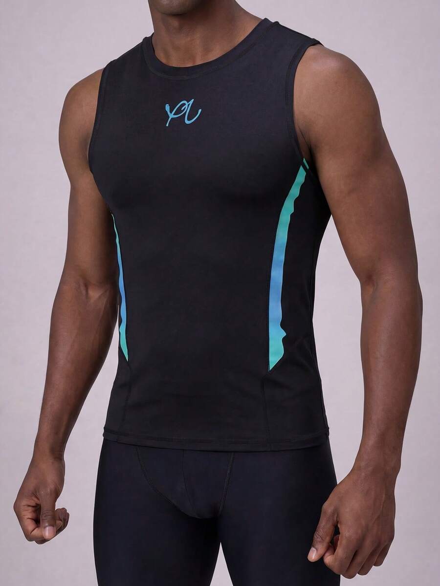 ZELFYO Casual Summer Sleeveless Round Neck Men Swim Rashguards