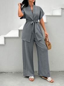 Pink Two  Pieces Cozy Sets - Grey - View 5