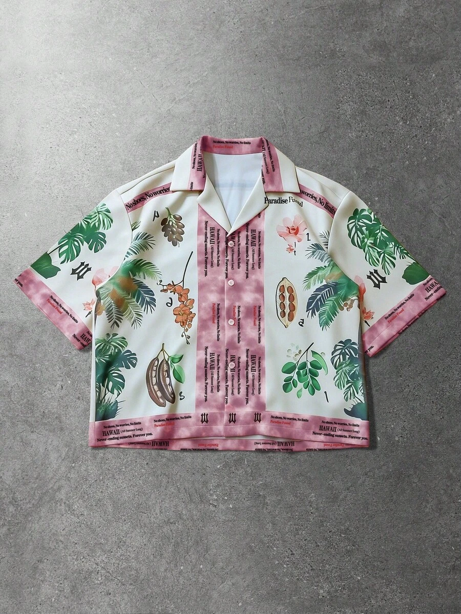 Men's Loose Fit Short Sleeve Vacation Shirt - Apricot - View 1