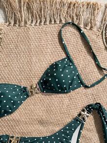 SHEIN Swim Mod Bộ bikini hai mảnh in họa tiết nhiệt đới dành cho nữ, thích hợp cho kỳ nghỉ thường ngày. - Nhiều màu - Xem 5