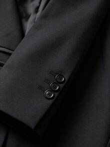 Manfinity Mode Men's Solid Color Shawl Neck Business Long Sleeve Formal Suit Blazer, Ceremony - Black - View 3