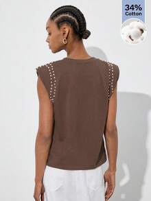 MAIJA Casual Floral Print Short Sleeve Relaxed Fit Tee,Summer Top - Brown - View 5